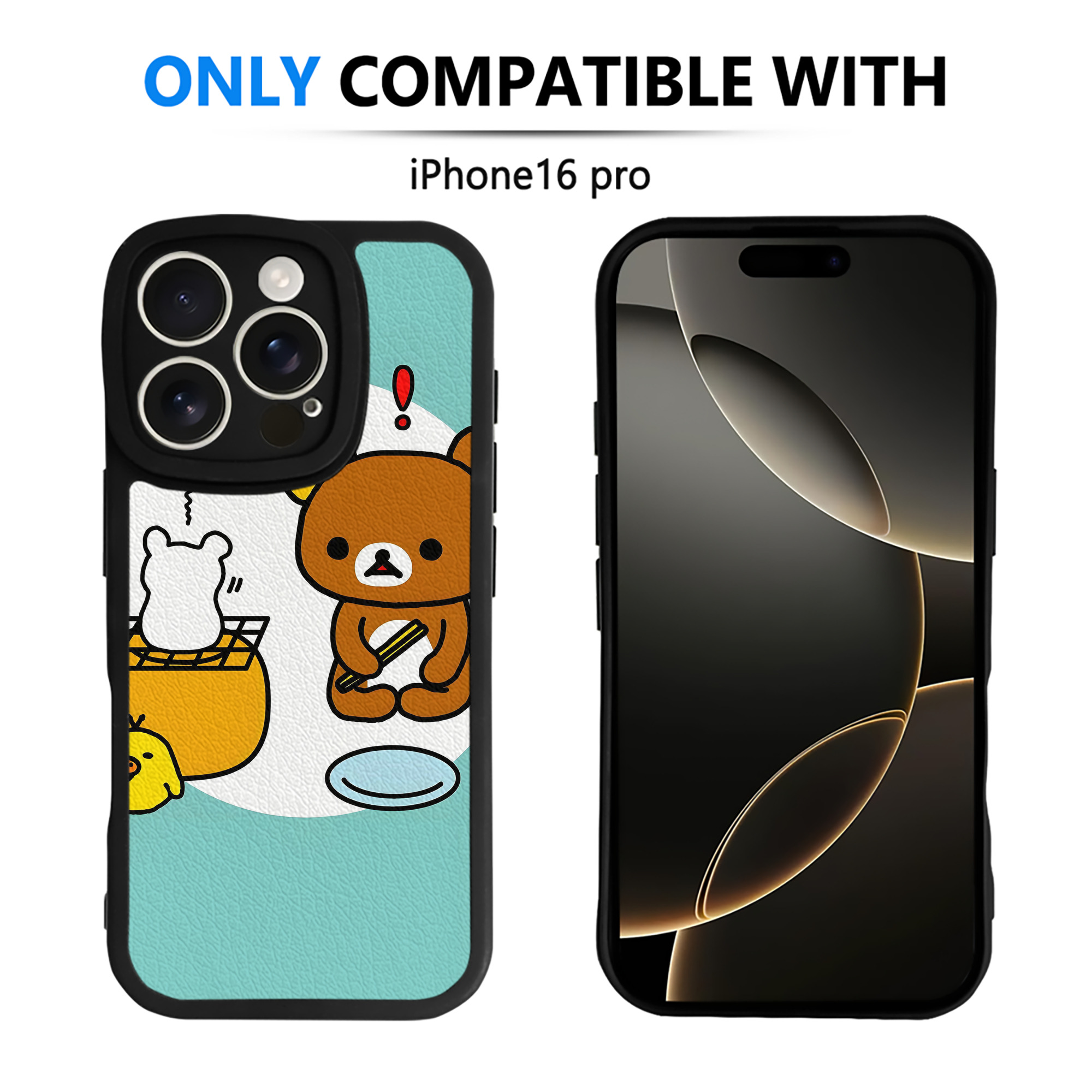 （画像用） リラックマ リラックマ キイロイトリ Rilakkuma Korilakkuma Kiiroitori 【iPhone 16シリーズ対応】シリコンスマホケース（レザー調） 材質：シリコン